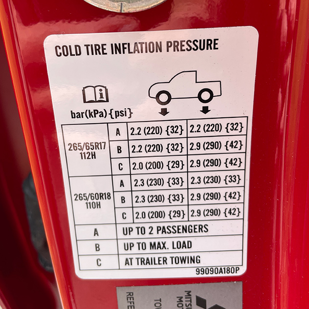 Tyre placard