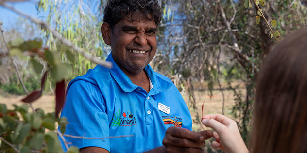 Guide Robbie Dann from Kimberley Cultural Adventures explaining the uses of Australian plants to guests